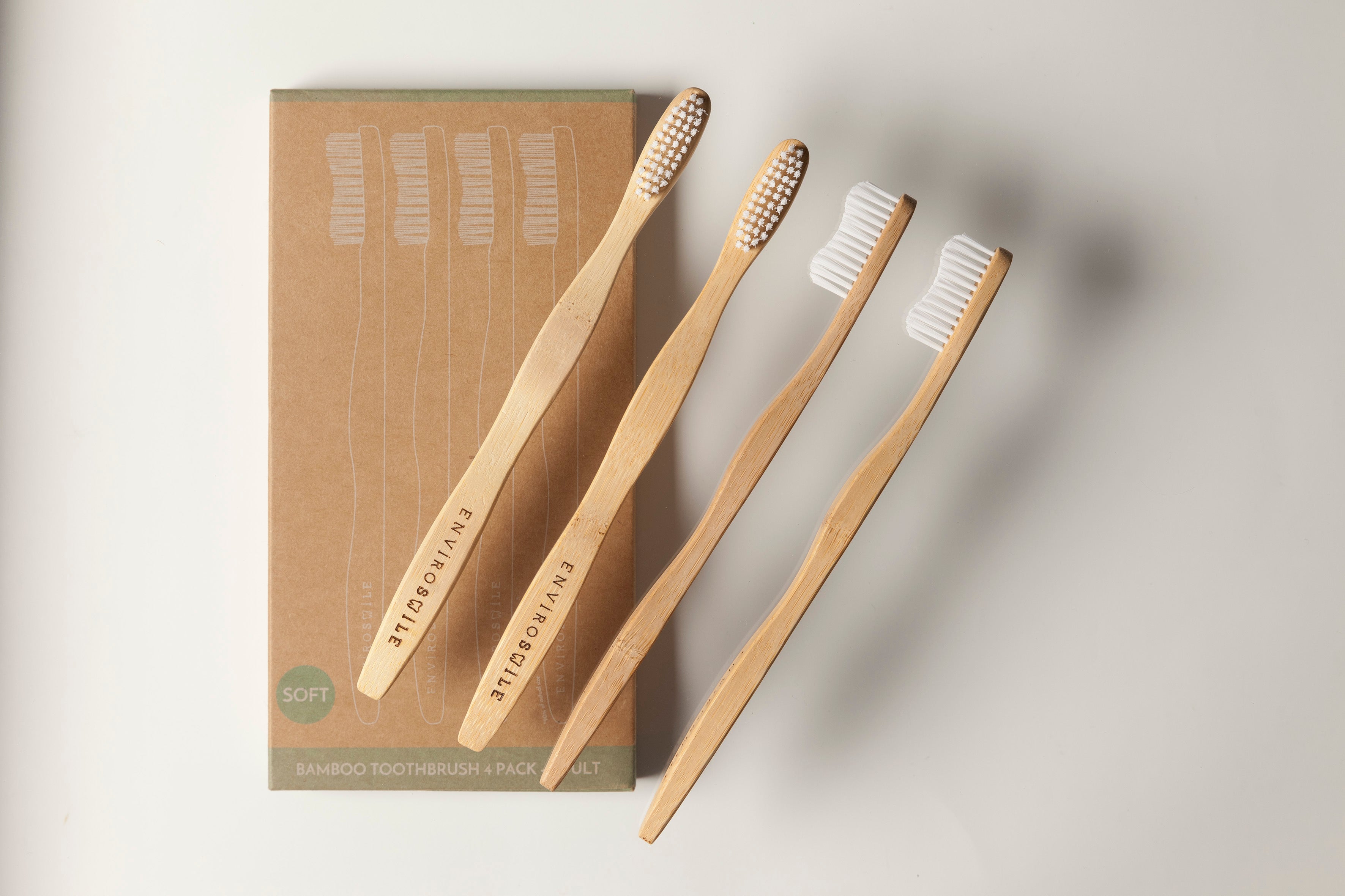 4-Pack Adult Bamboo Toothbrushes